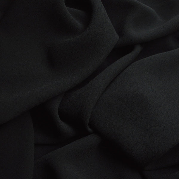 Triple Crepe Black Black Polyster Heavy Triple Crepe Dress Fabric Cud
