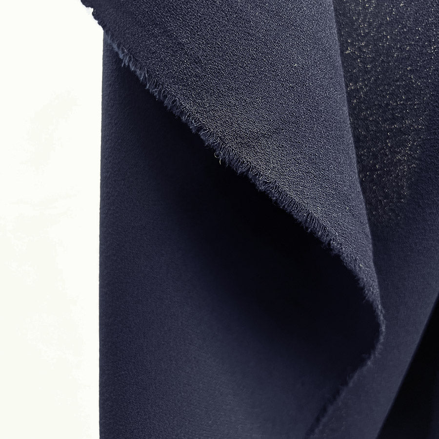 Triple Crepe Dressmaking Fabric Navy Hang2
