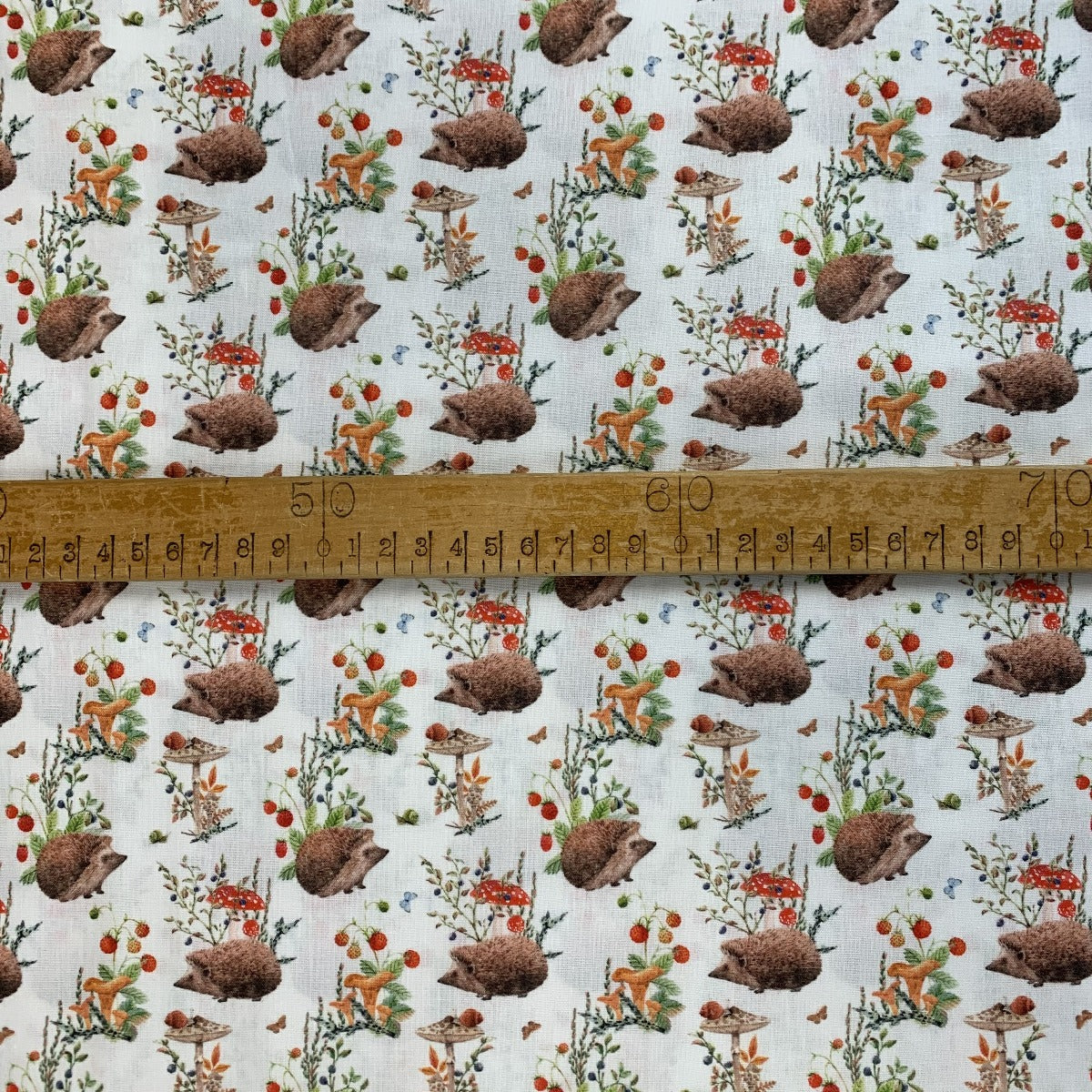 Cotton - Hedgehogs & Mushrooms