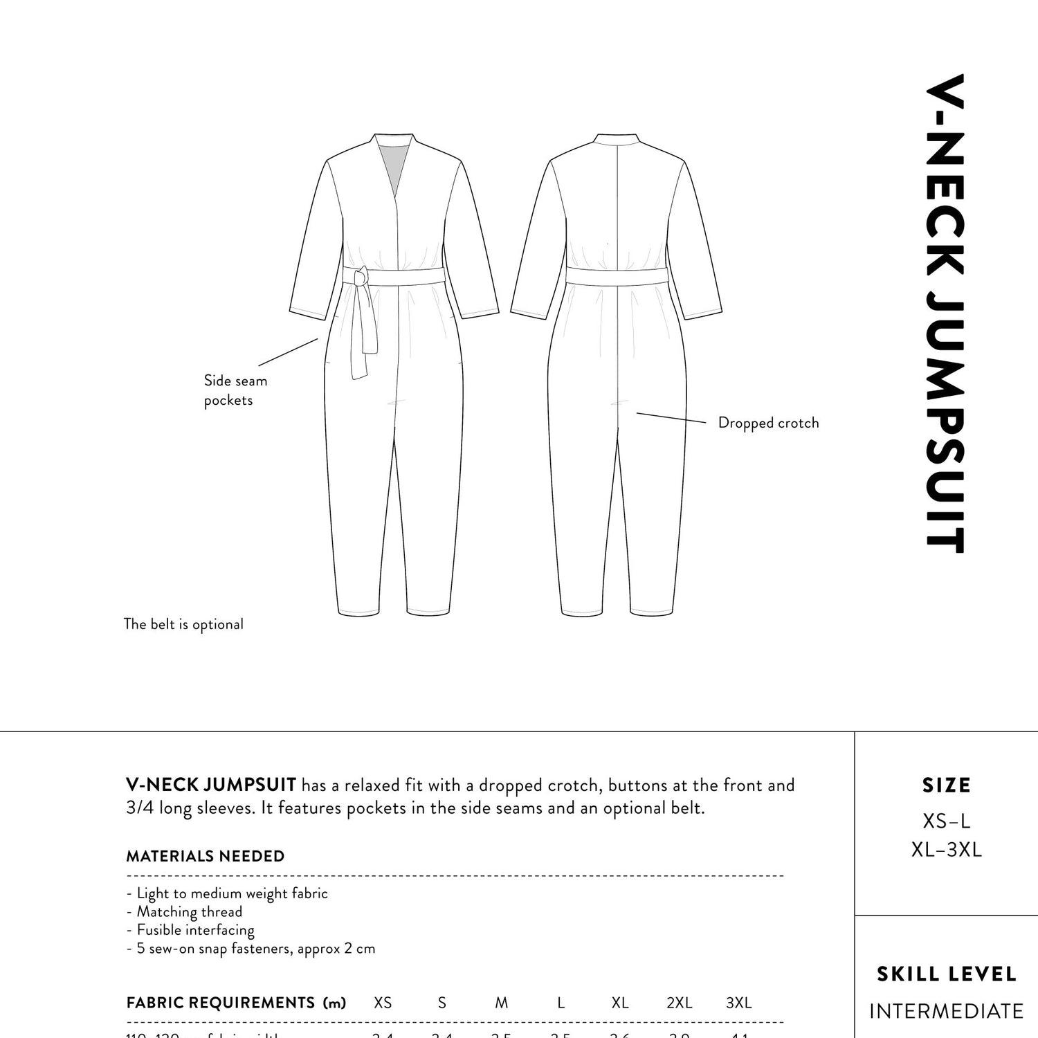 The Assembly Line - V-Neck Jumpsuit Pattern