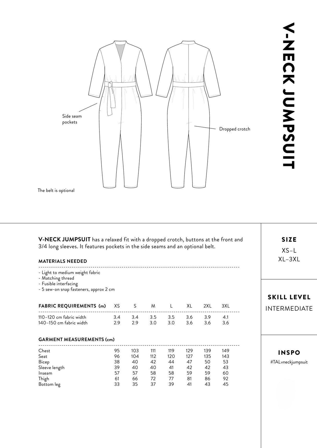 The Assembly Line - V-Neck Jumpsuit Pattern