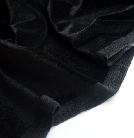 Velour Black Jersey Dress Fabric Cu
