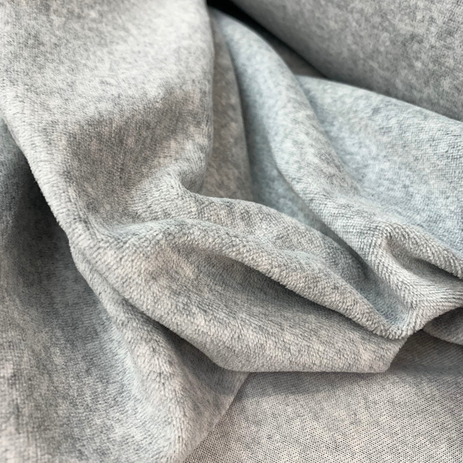 Velour Cotton Poly Fabric Serena Grey Marble Close Up