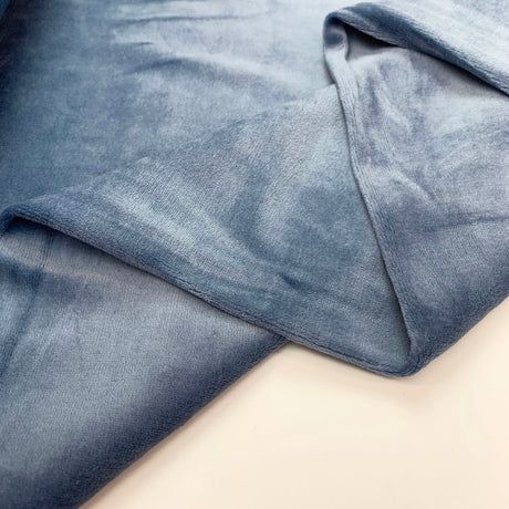 Velour cotton poly fabric serena ice blue fold