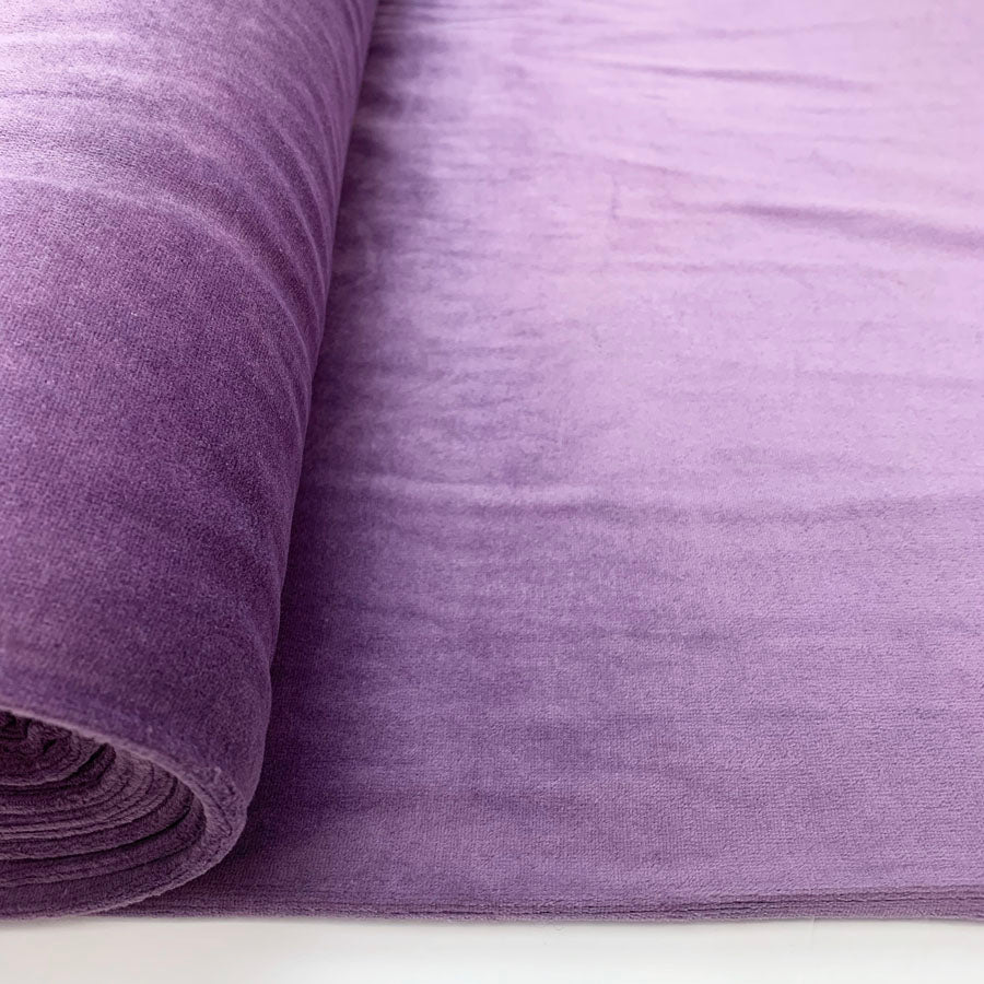 Velour Cotton Poly Fabric Serena Lavender Bolt