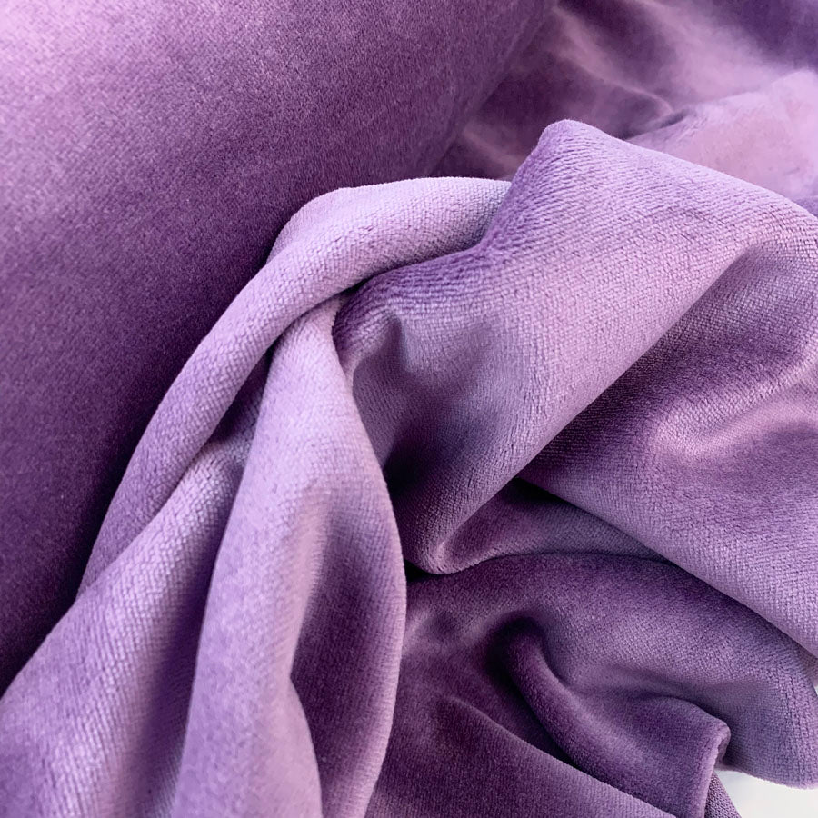 Velour Cotton Poly Fabric Serena Lavender Close Up