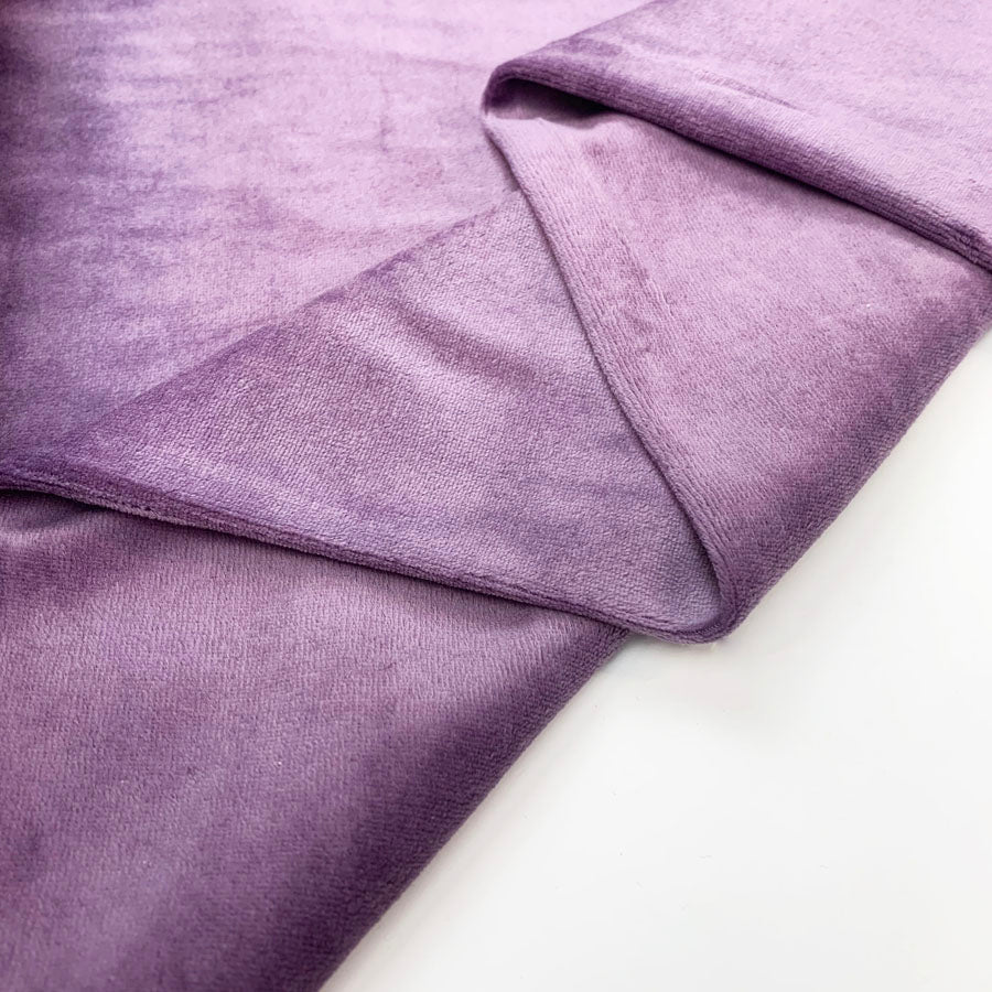 Velour Cotton Poly Fabric Serena Lavender Fold