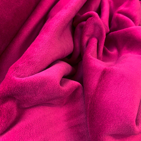 Velour Cotton Poly Fabric Serena Magenta Close Up