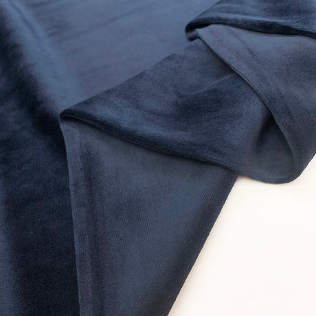 Velour Cotton Poly Fabric Serena Midnight Fold