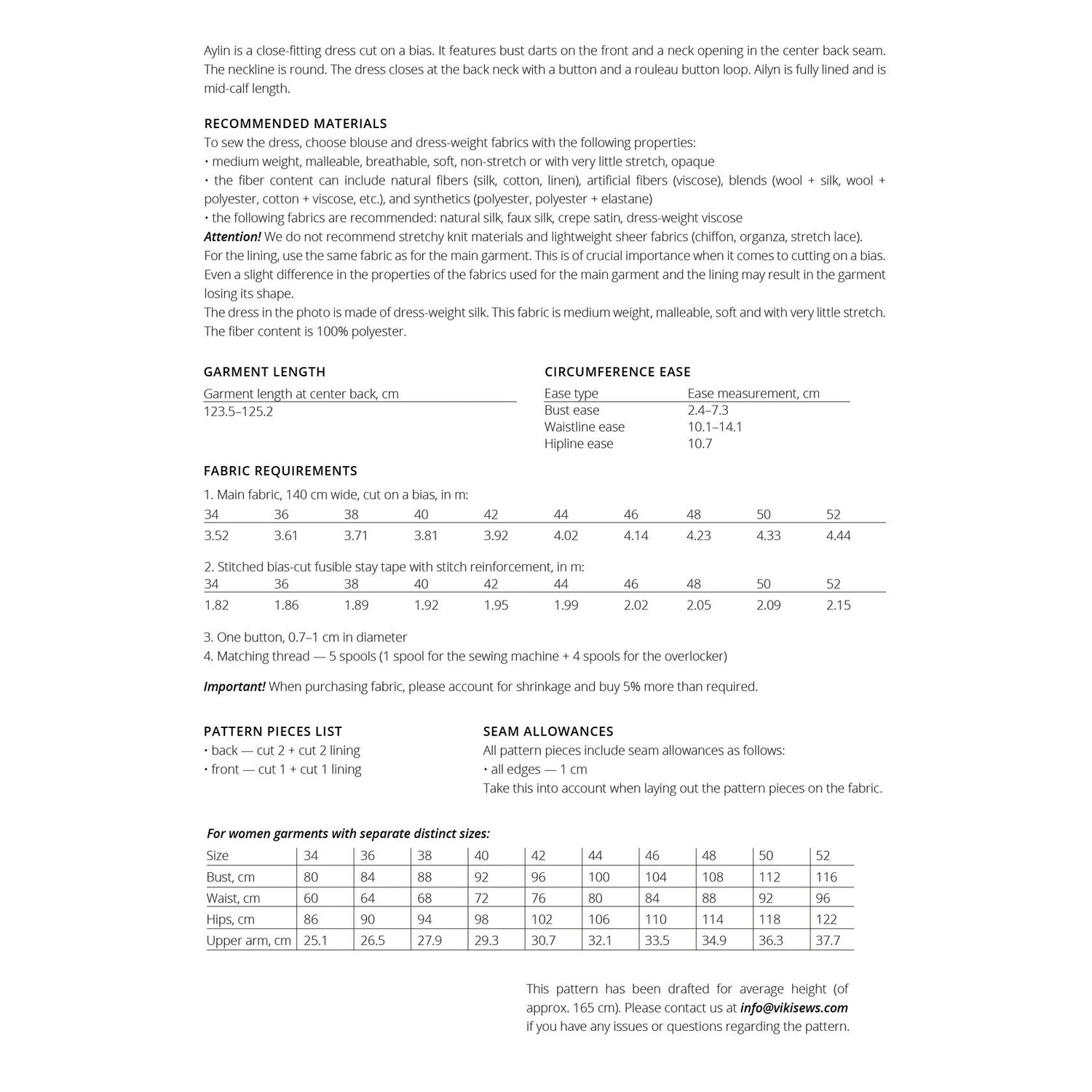 Vikisews - Ailyn Dress Sewing Pattern (UK 6-24)