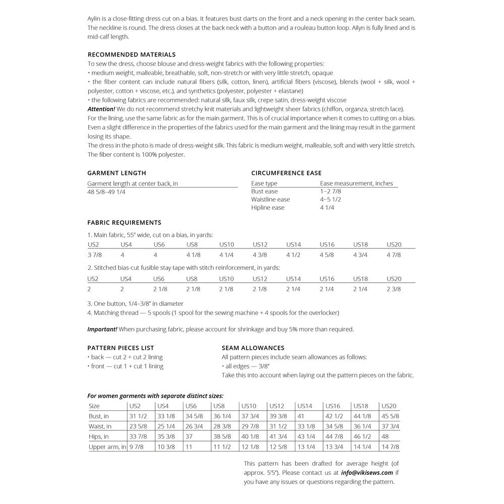 Vikisews - Ailyn Dress Sewing Pattern (UK 6-24)