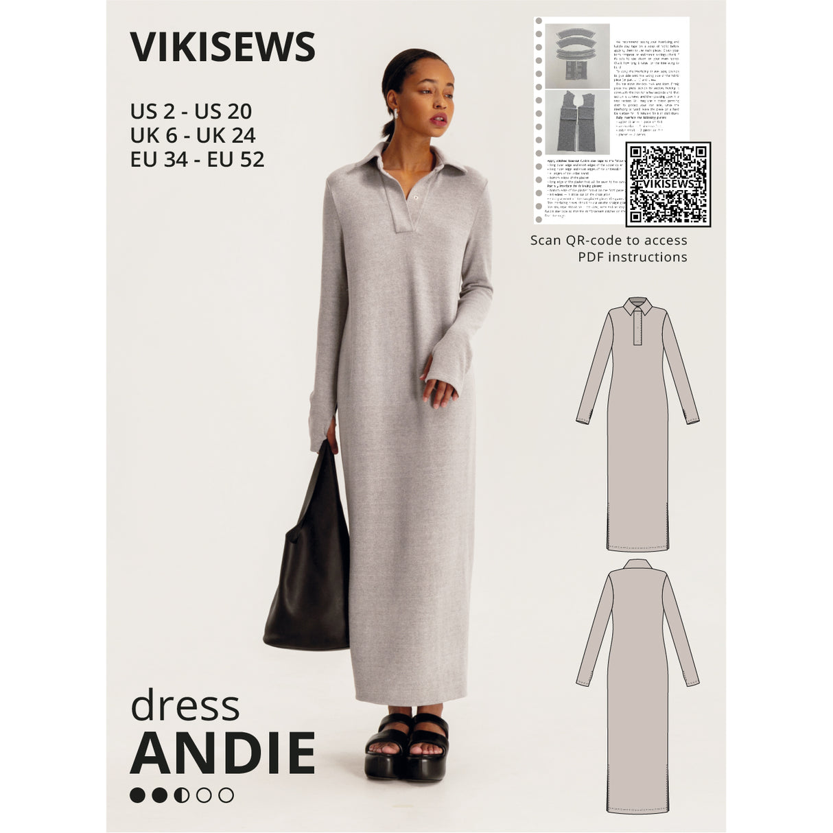 Vikisews - Andie Dress Sewing Pattern (UK 6-24)