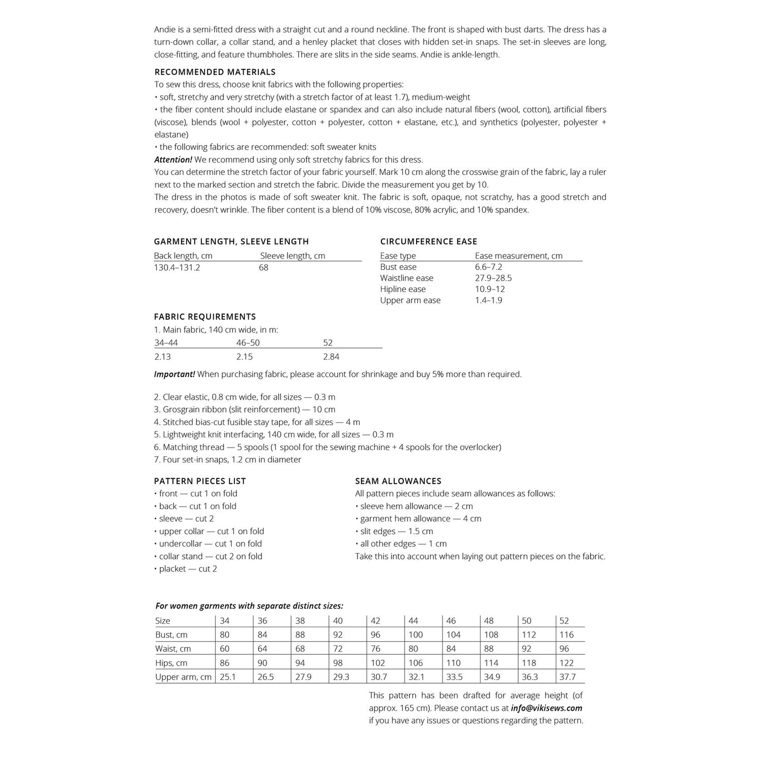 Vikisews - Andie Dress Sewing Pattern (UK 6-24)