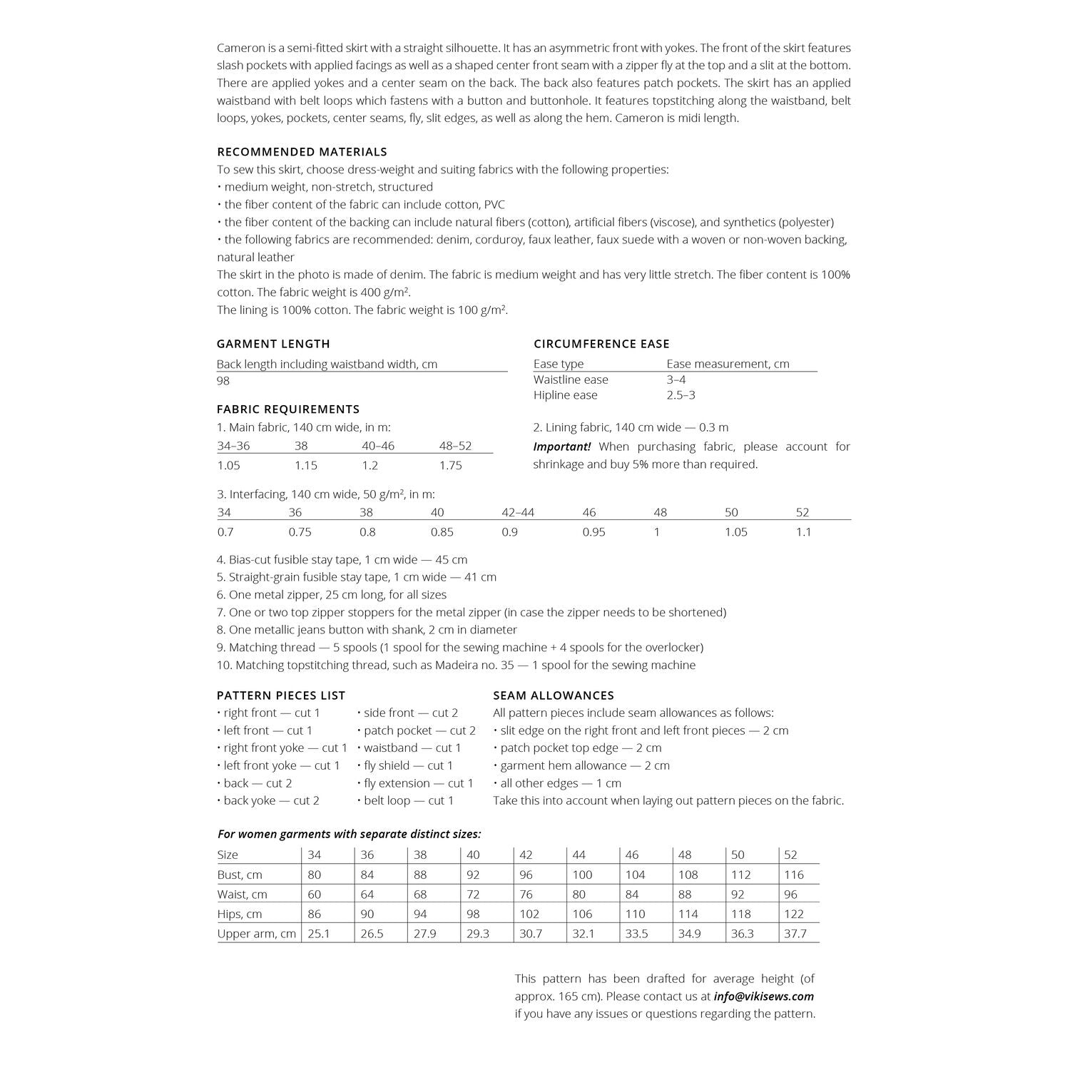 Vikisews - Cameron Skirt Sewing Pattern