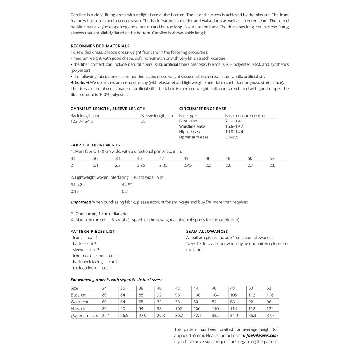 Vikisews - Caroline Dress Sewing Pattern (UK 6-24)