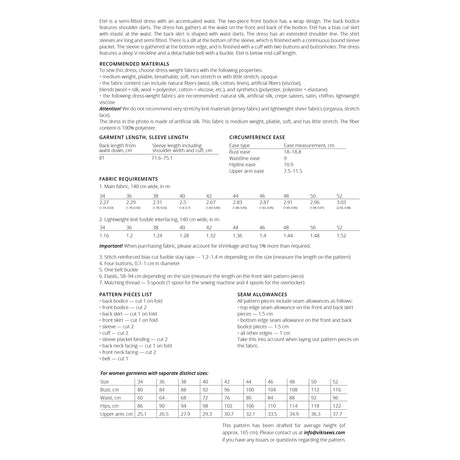 Vikisews Etel Dress Sewing Pattern Sizechart1