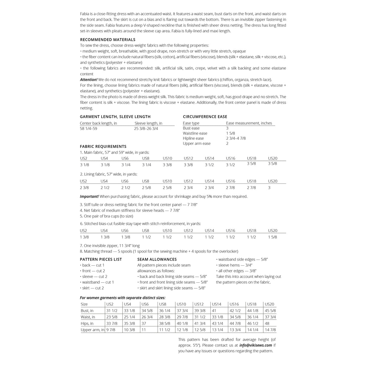 Vikisews - Fabia Dress Sewing Pattern (UK 6-24)