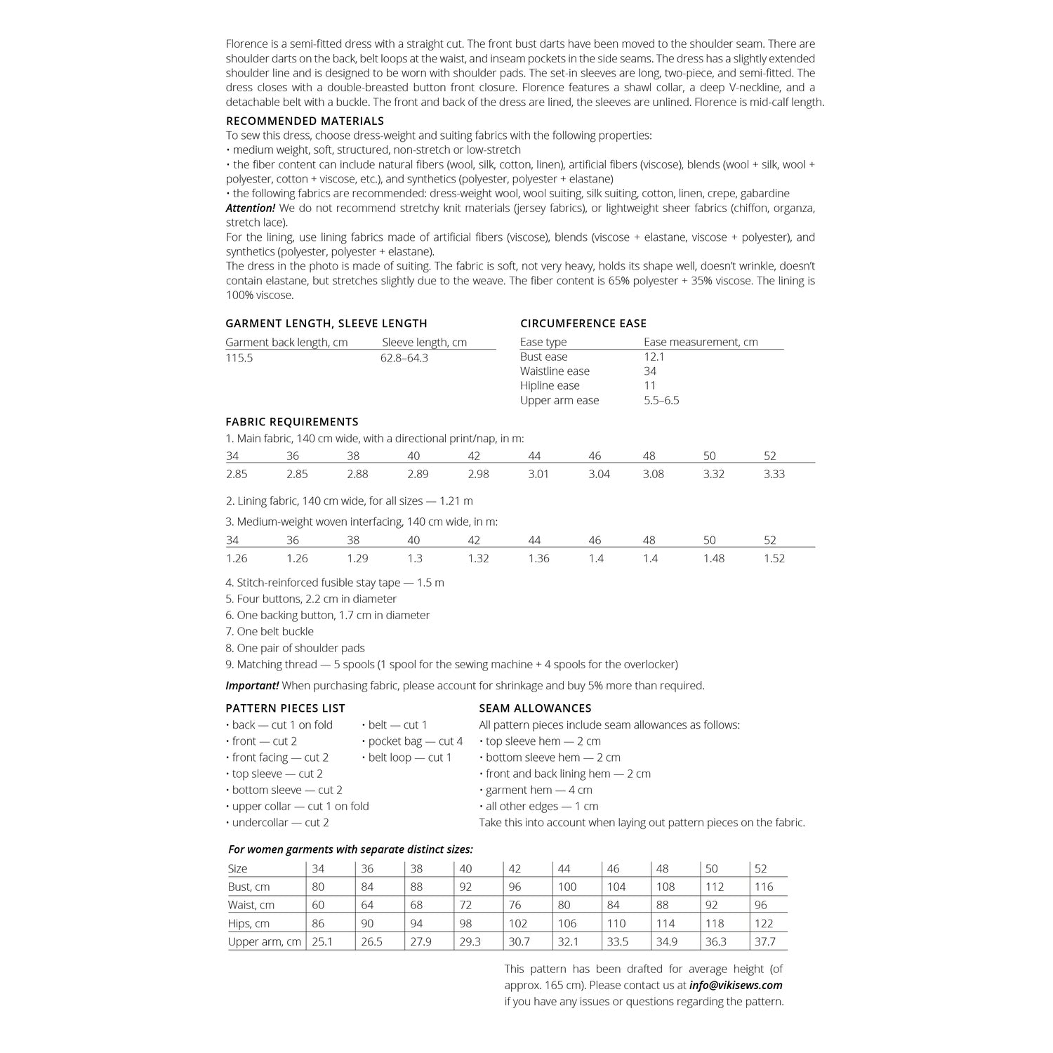 Vikisews - Florence Dress Sewing Pattern (UK 6-24)