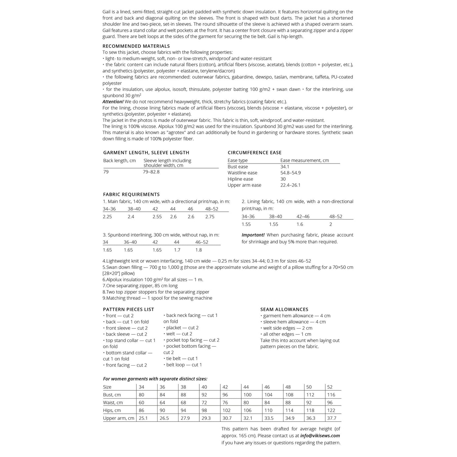 Vikisews - Gail Jacket Sewing Pattern (UK 6-24)