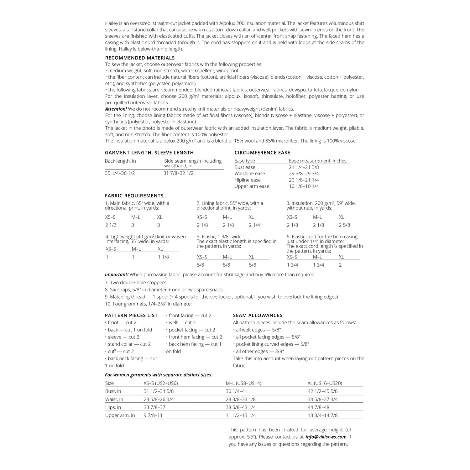 Vikisews - Hailey Jacket Sewing Pattern (UK 6-24)