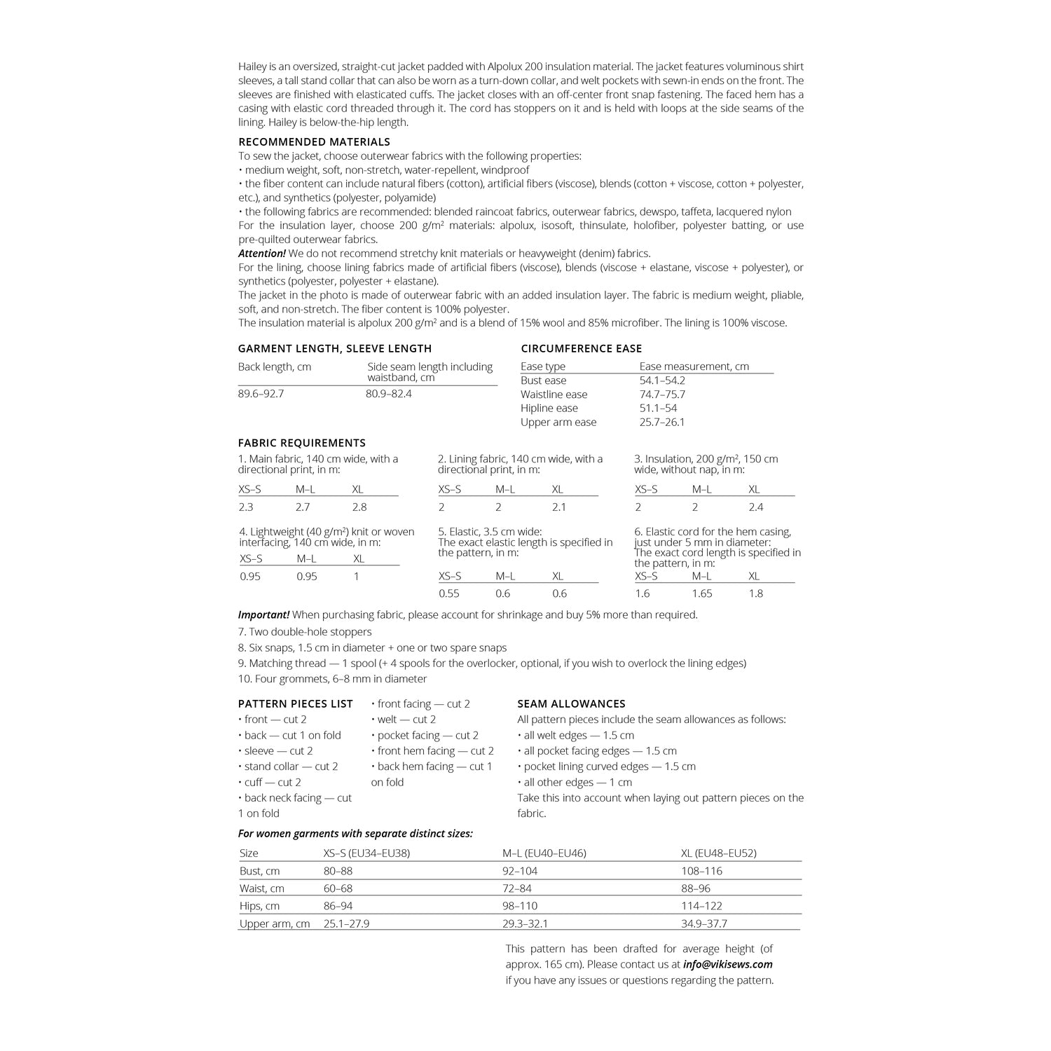 Vikisews - Hailey Jacket Sewing Pattern (UK 6-24)