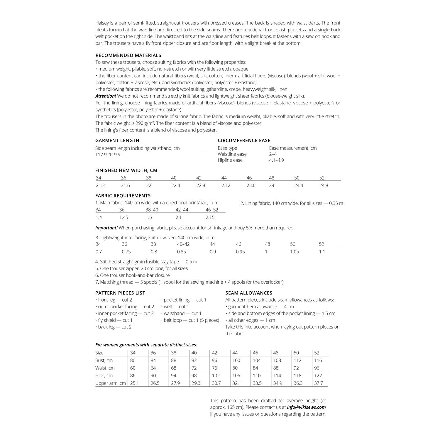 Vikisews - Halsey Trousers Sewing Pattern