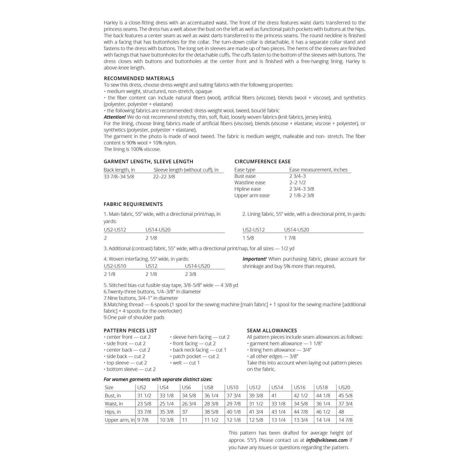 Vikisews - Harley Dress Sewing Pattern (UK 6-24)