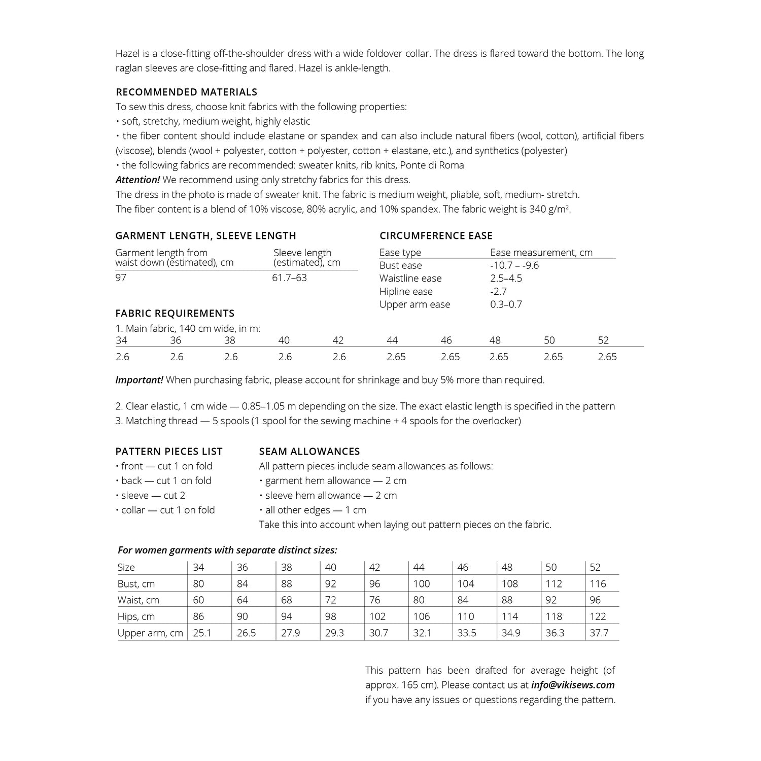 Vikisews - Hazel Dress Sewing Pattern (UK 6-24)