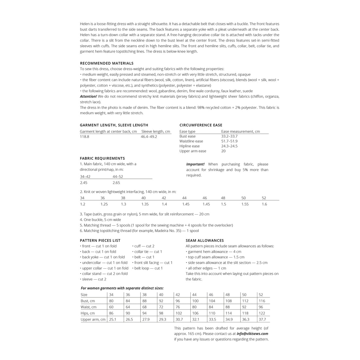 Vikisews - Helen Dress Sewing Pattern (UK 6-24)