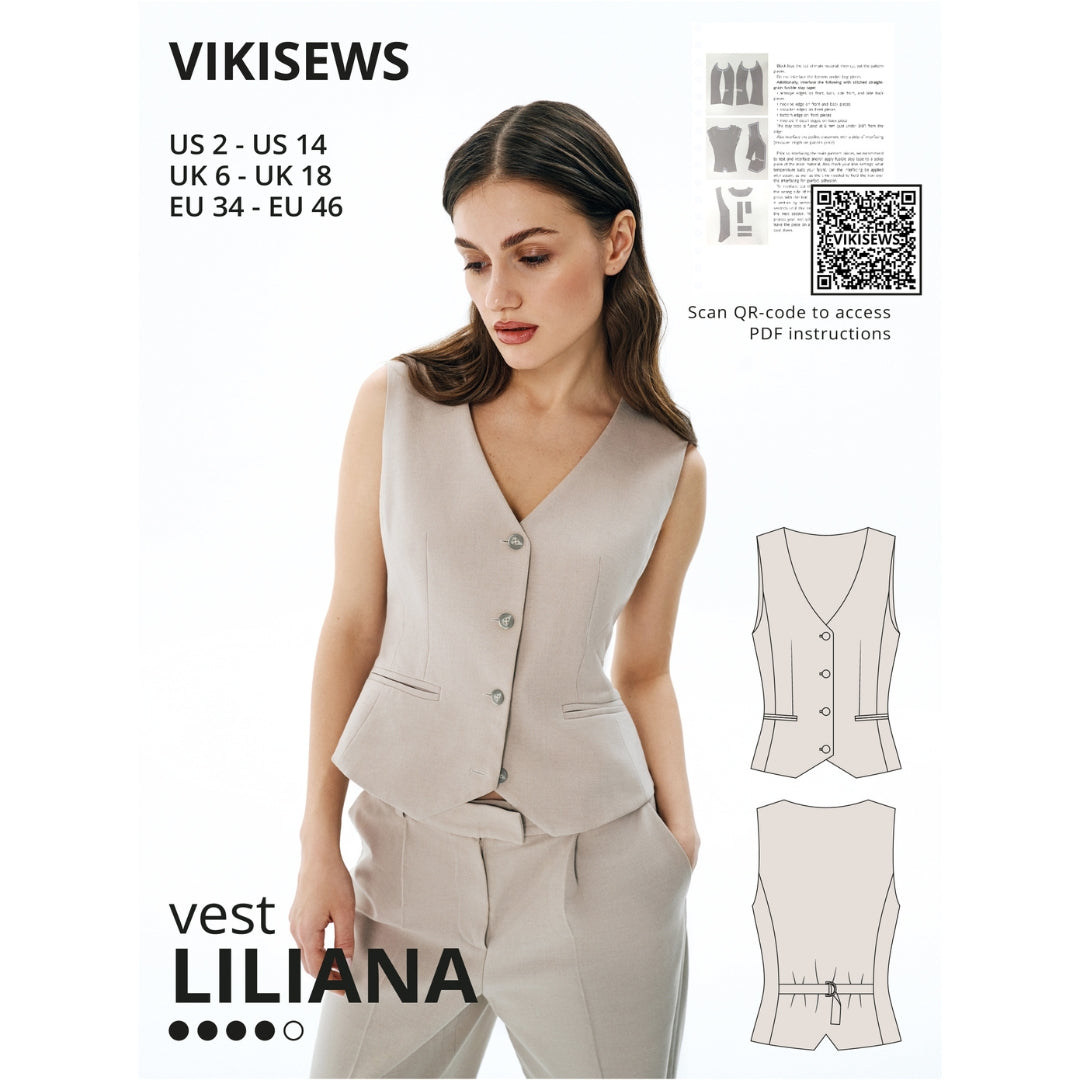 Vikisews - Liliana Vest Sewing Pattern (UK 6-18)