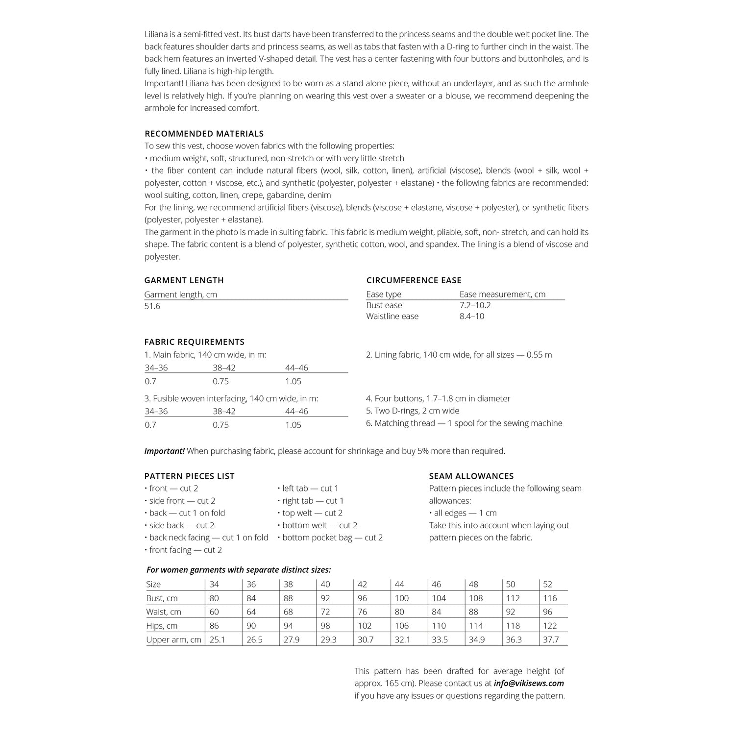 Vikisews - Liliana Vest Sewing Pattern (UK 6-18)