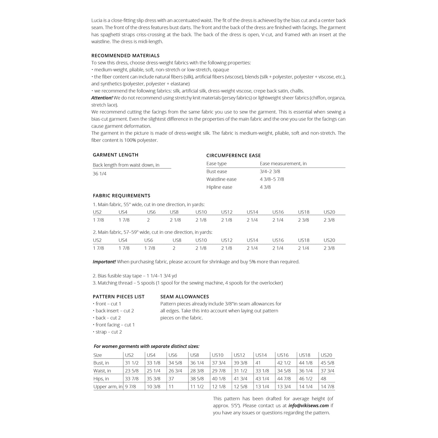 Vikisews - Lucia Dress Sewing Pattern (UK 6-24)