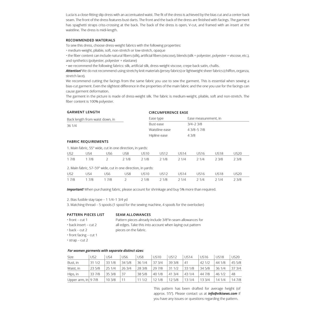 Vikisews - Lucia Dress Sewing Pattern (UK 6-24)