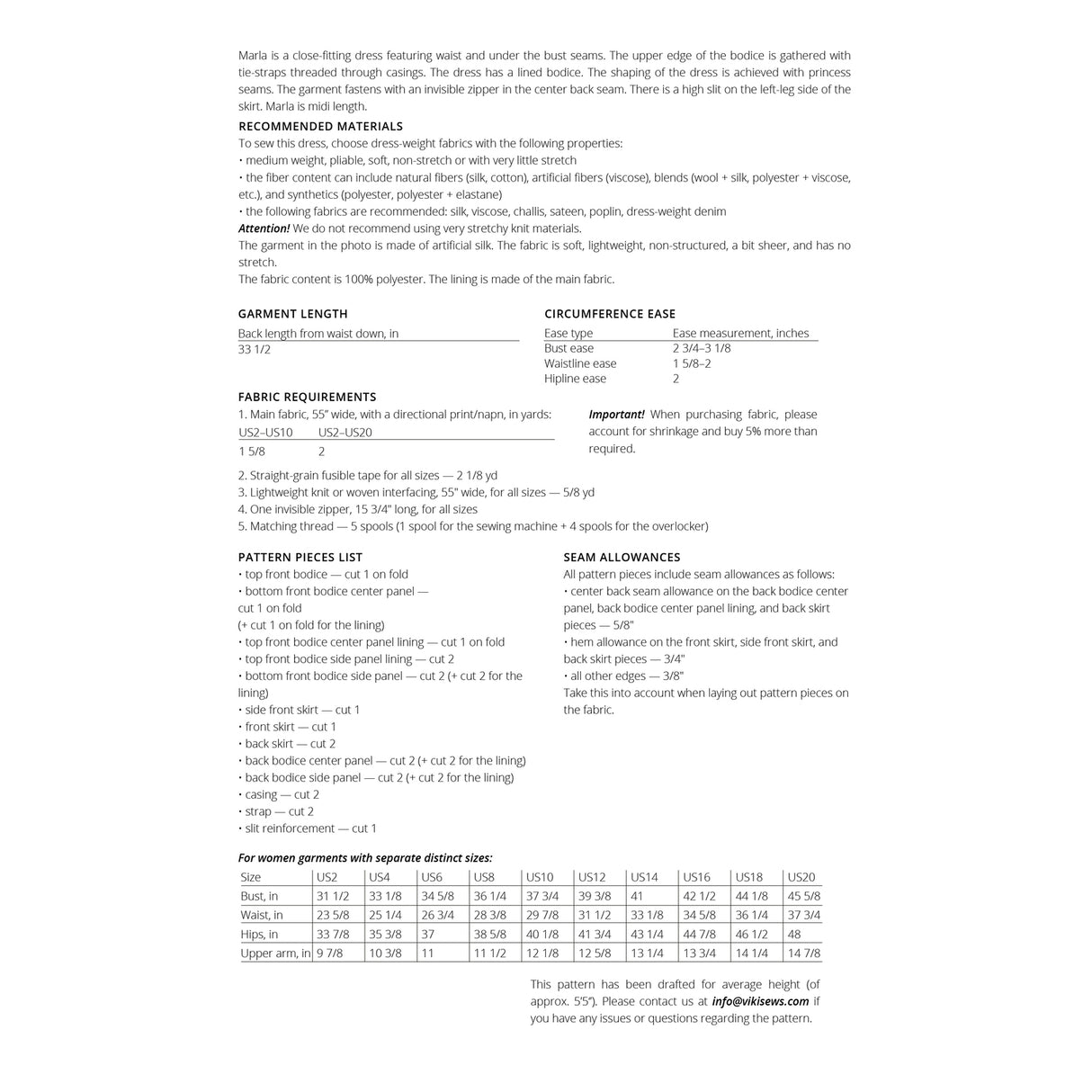 Vikisews - Marla Dress Sewing Pattern (UK 6-24)