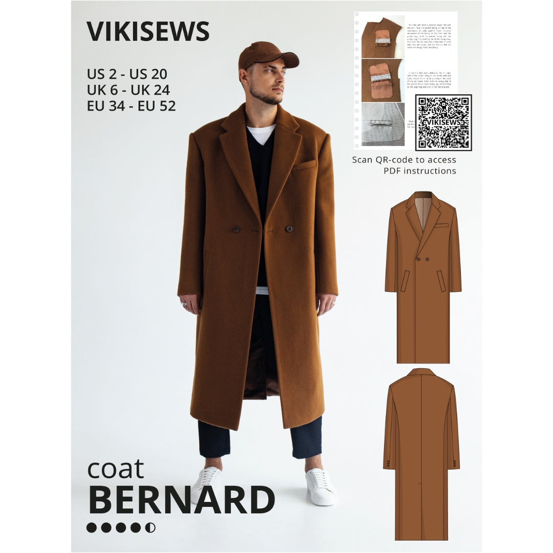 Vikisews - Men’s Bernard Coat Pattern (UK 28-44)