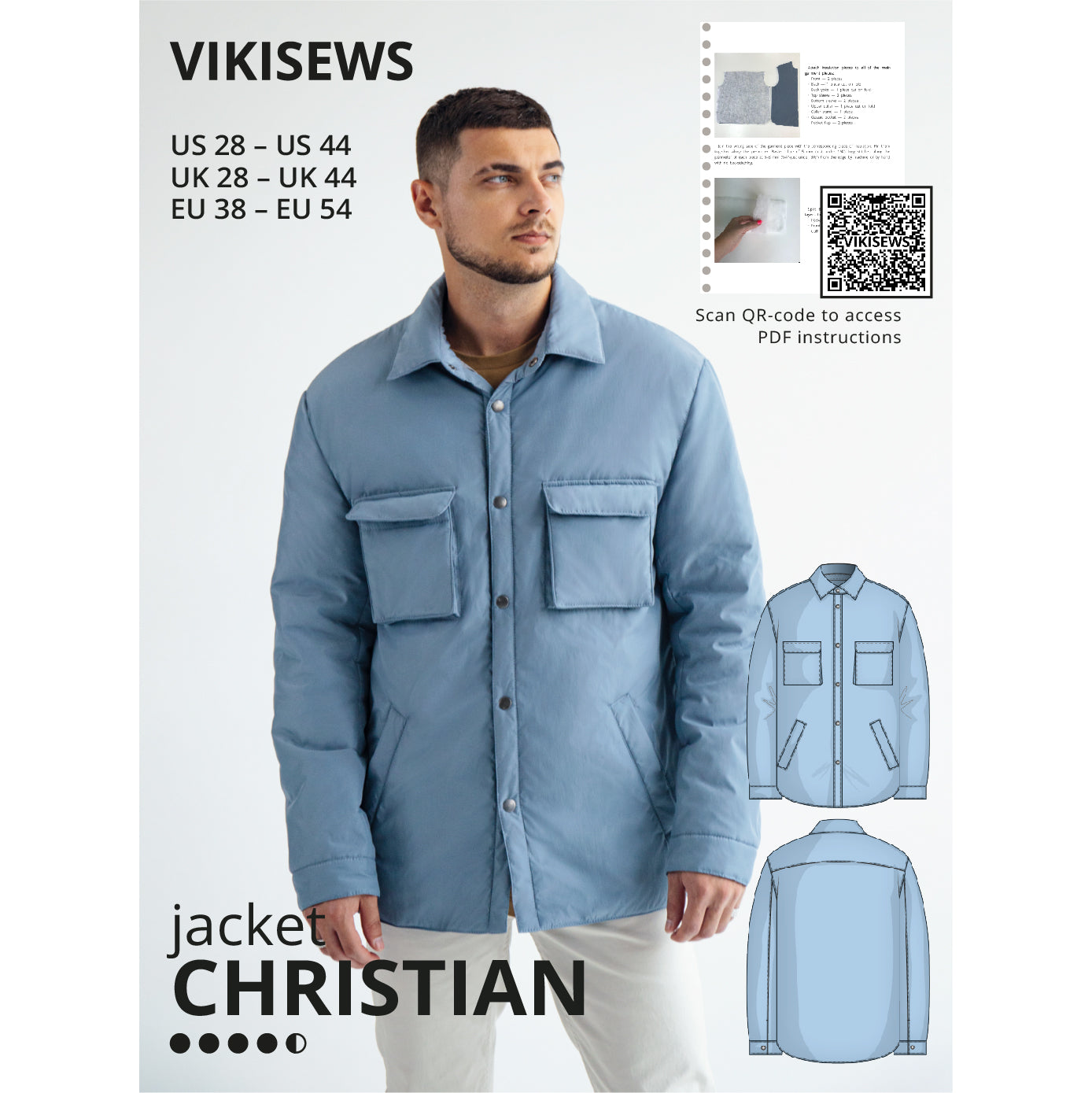 Vikisews - Mens Christian Jacket Pattern (UK 28-44)