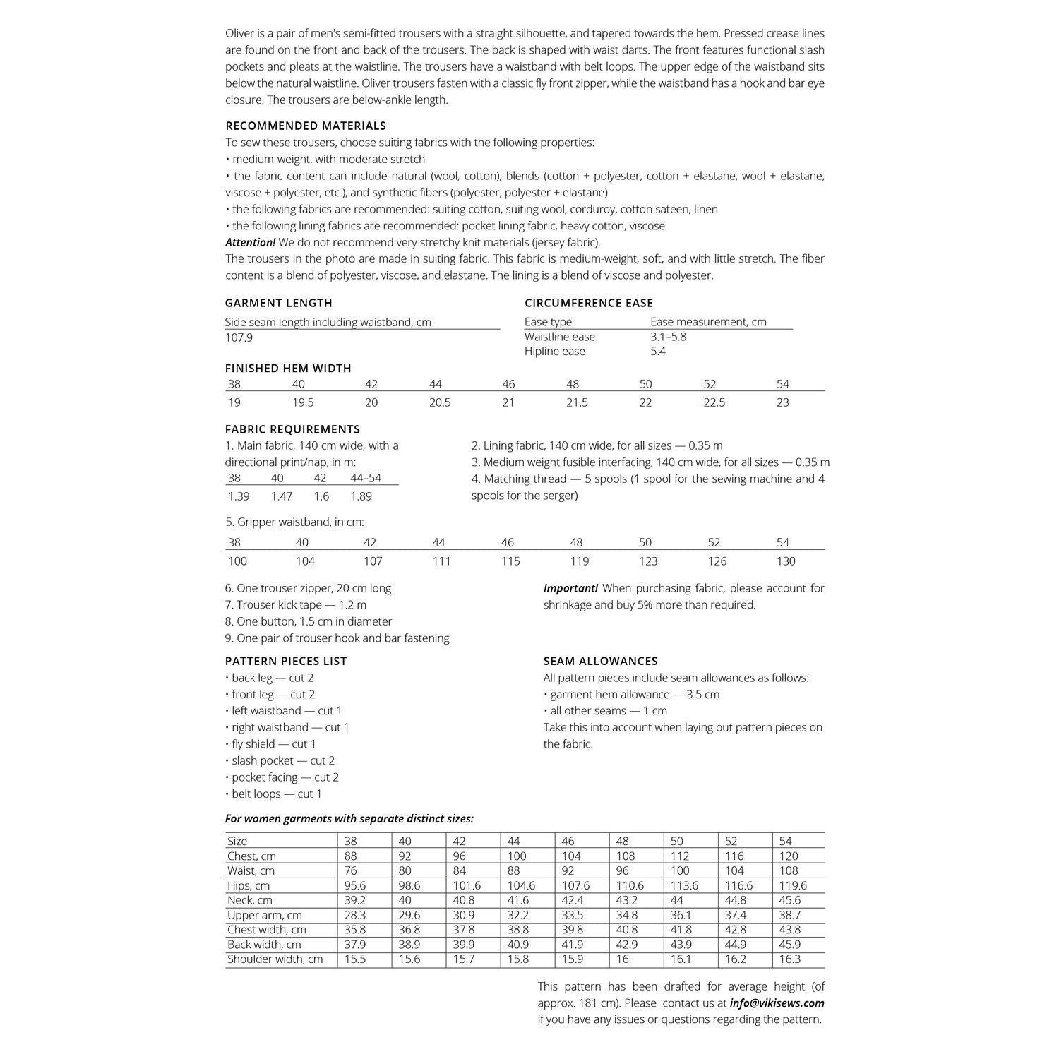 Vikisews - Men‚Äö√Ñ√¥s Oliver Trousers Pattern (UK 28-44)