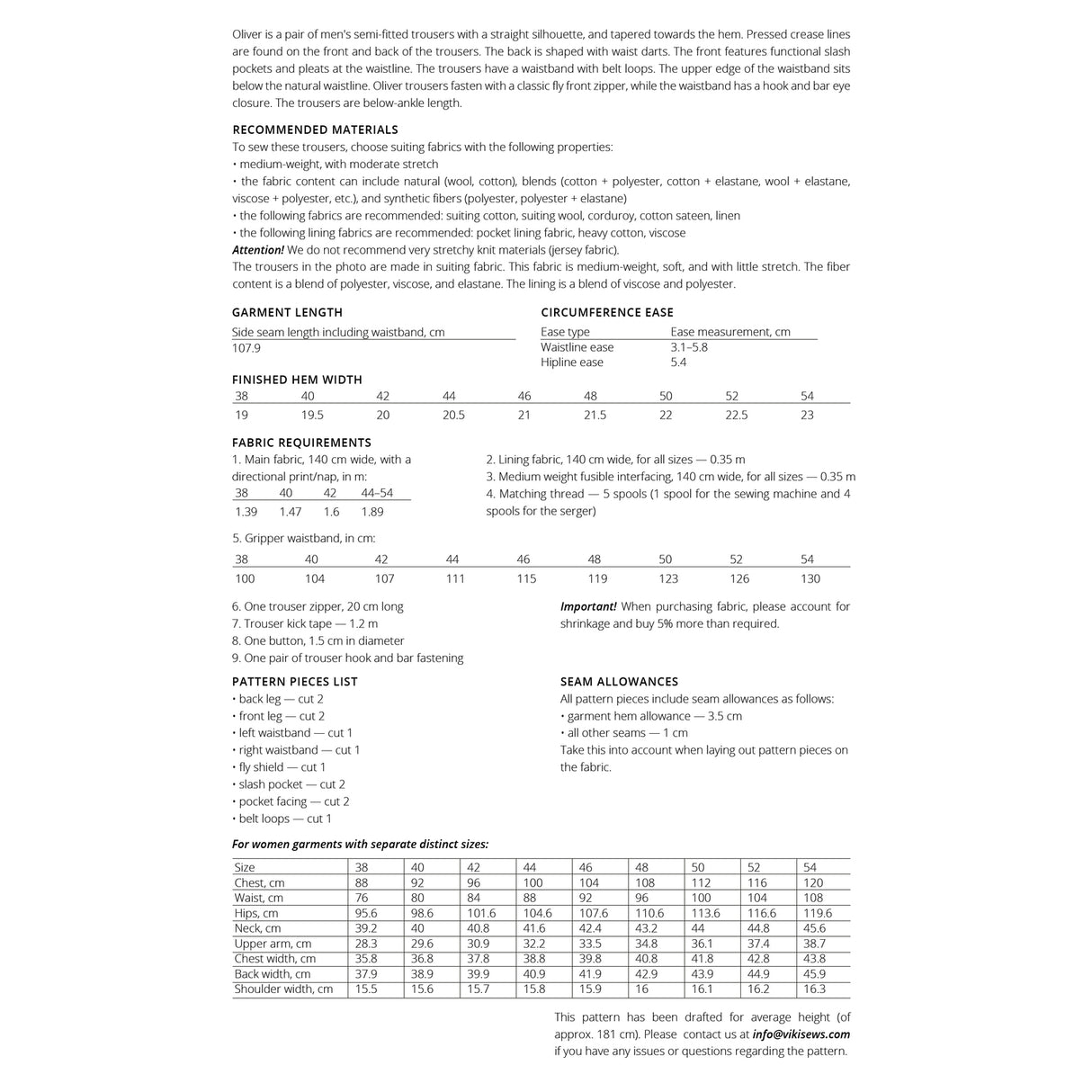 Vikisews - Men’s Oliver Trousers Pattern (UK 28-44)