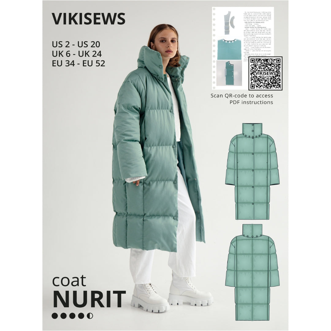 Vikisews - Nurit Coat Sewing Pattern (UK 6-24)
