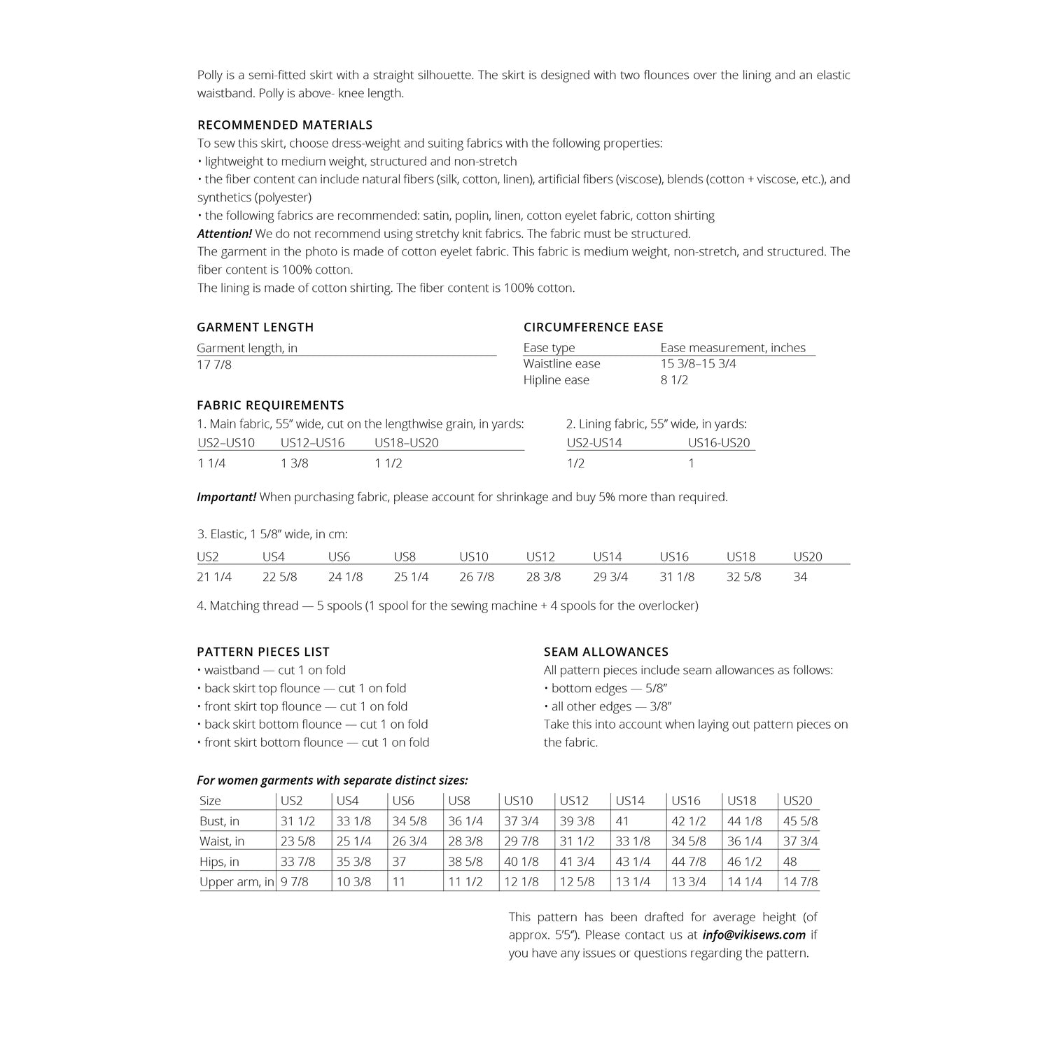 Vikisews - Polly Skirt Sewing Pattern (UK 6-24)