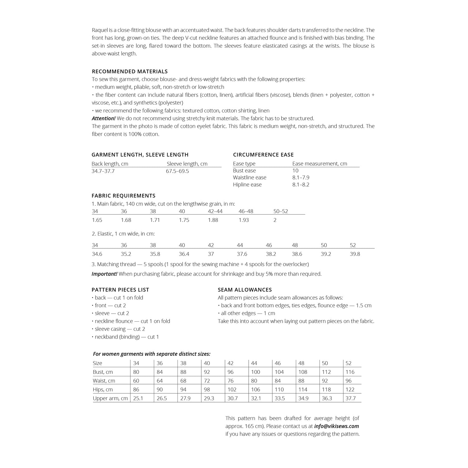 Vikisews - Raquel Blouse Sewing Pattern (UK 6-24)
