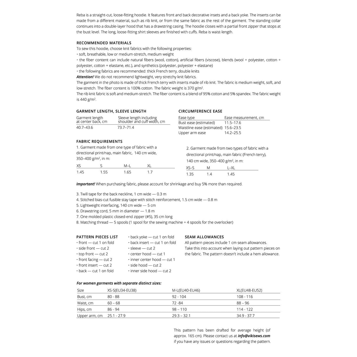 Vikisews - Reba Hoodie Sewing Pattern