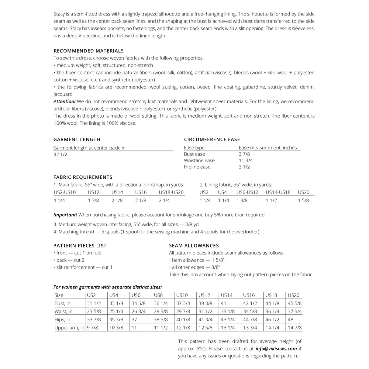 Vikisews - Stacy Dress Sewing Pattern (UK 6-24)