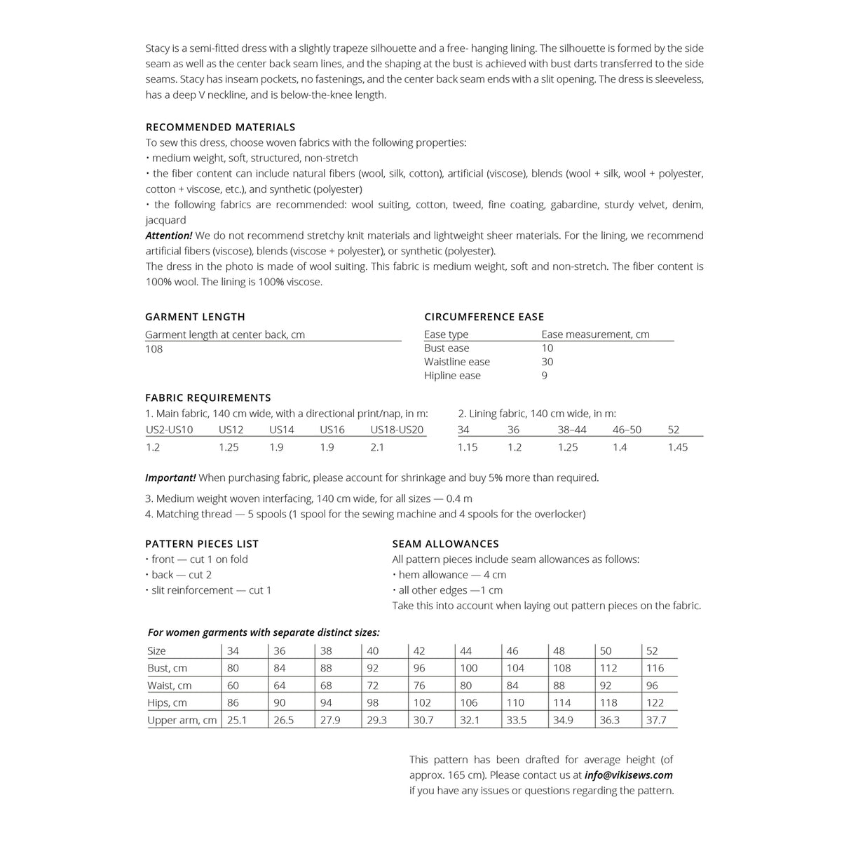 Vikisews - Stacy Dress Sewing Pattern (UK 6-24)