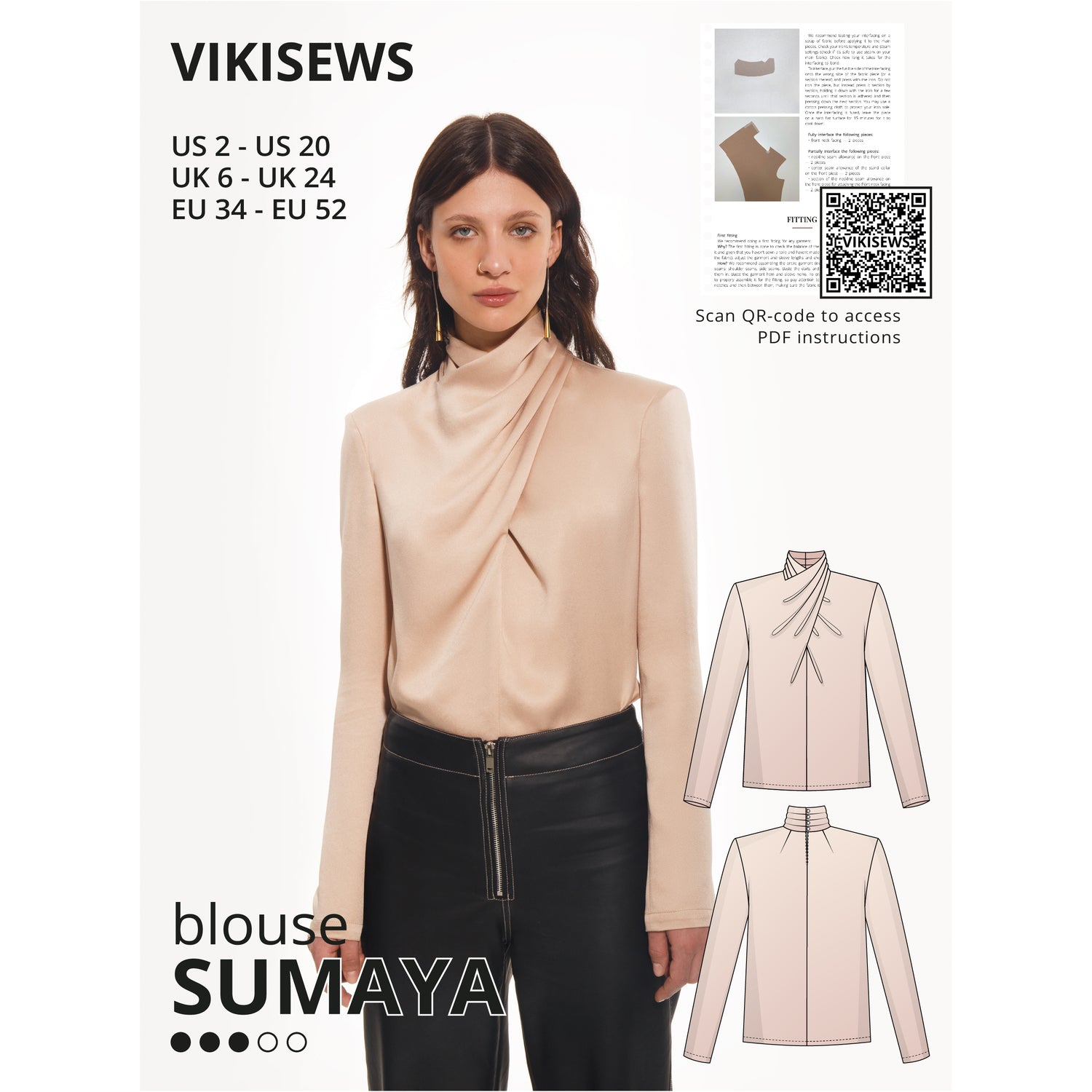 Vikisews - Sumaya Blouse Sewing Pattern (UK 6-24)