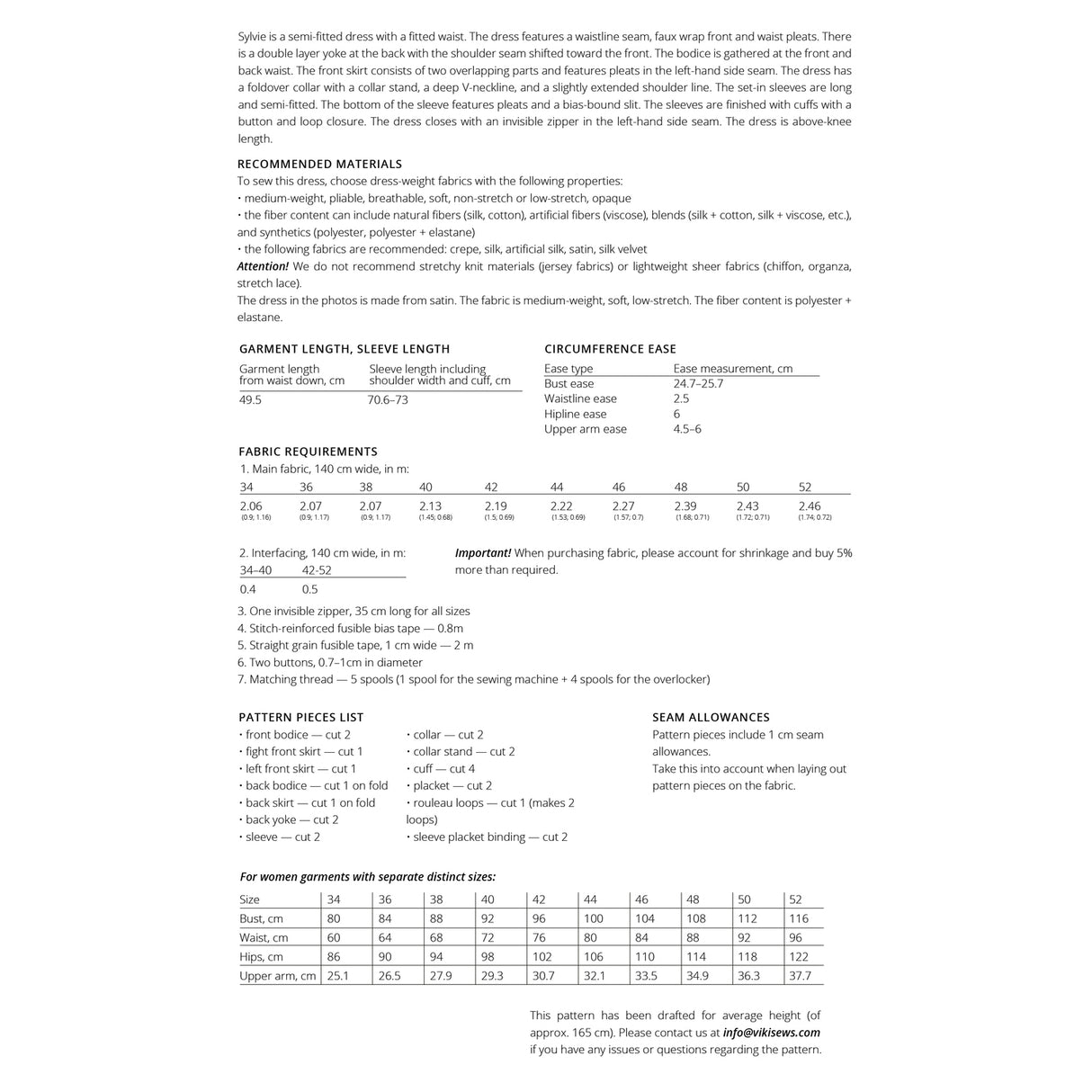 Vikisews - Sylvie Dress Sewing Pattern (UK 6-24)