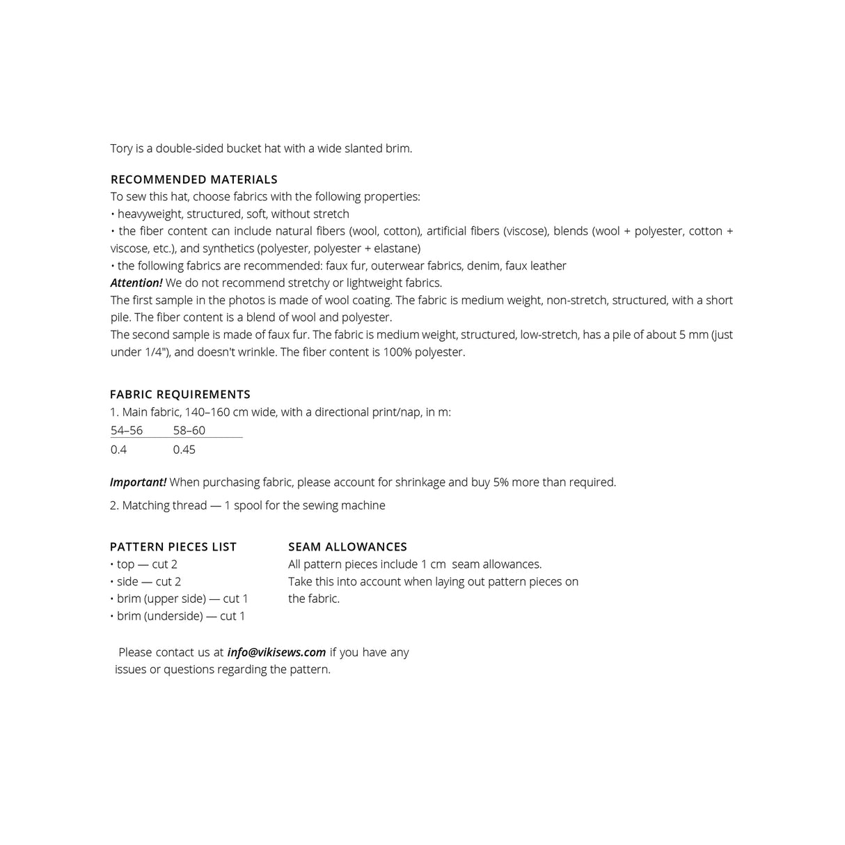 Vikisews - Tory Bucket Hat Pattern