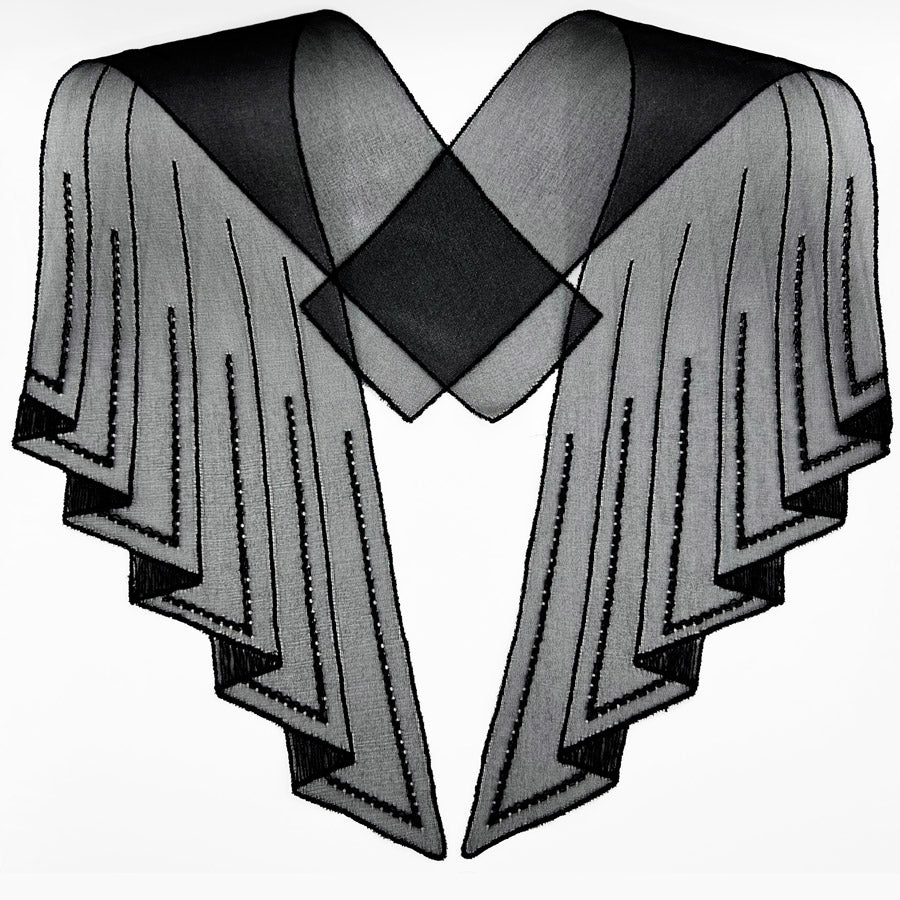 Organza Embroidered Collar - Lady Rosamund - Black