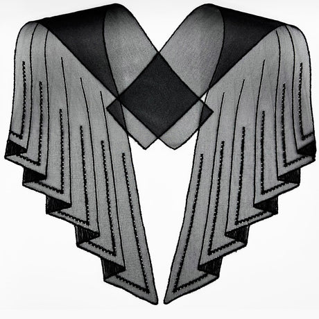 Vintage Embroidered Organza Collar Lady Rosamund Black Full2