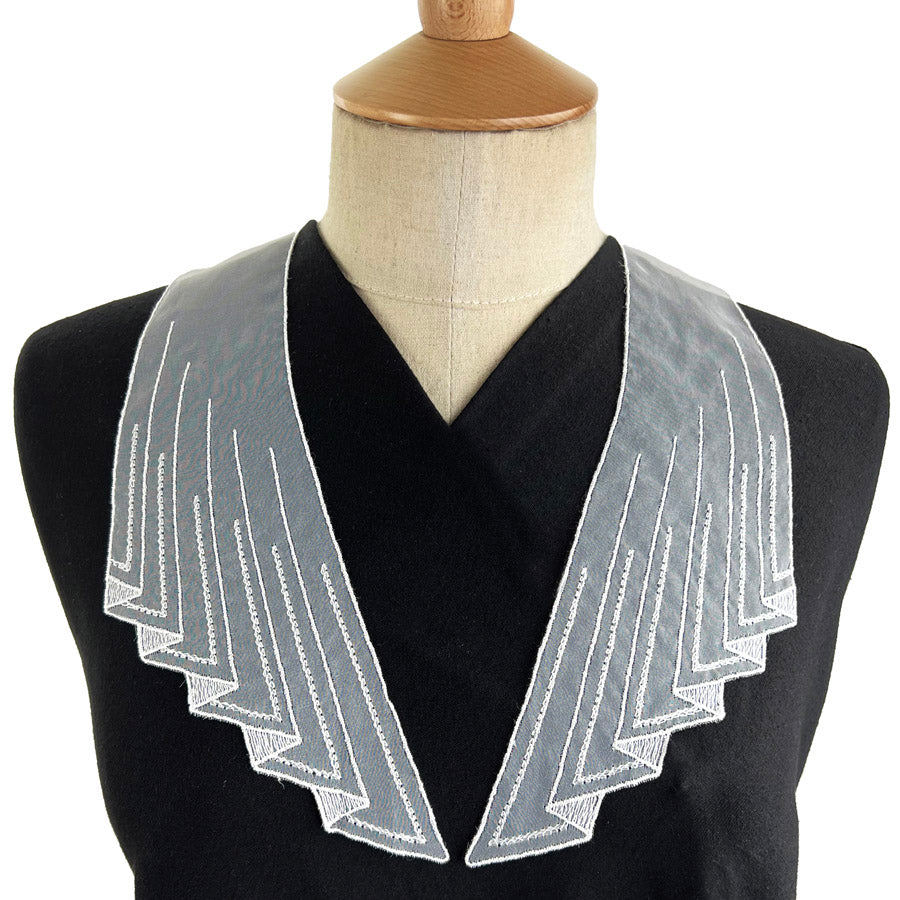 Organza Embroidered Collar - Lady Rosamund - White